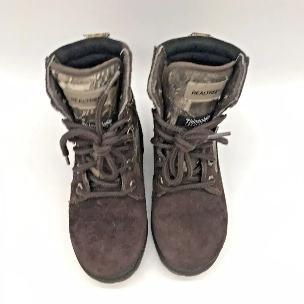 Realtree Camo Muhzell Waterproof Thinsulate Youth 12 Brown Suede Lace Up Hiking